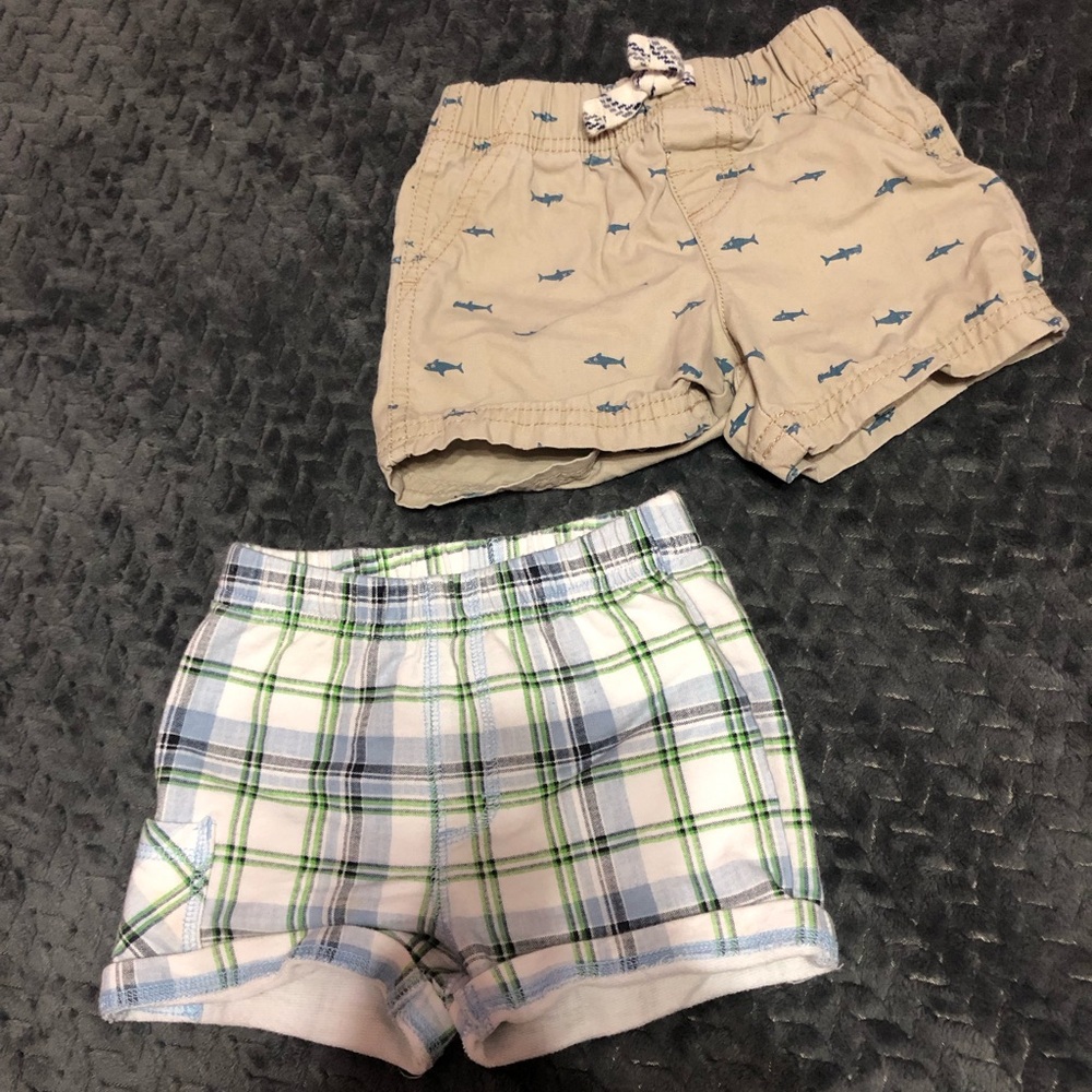 Plaid and Shark Print Bay Boy Shorts Set